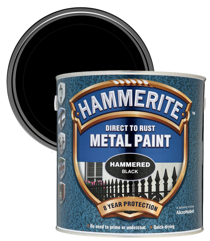 Hammerite - Hammered Direct To Rust Metal Paint- 2.5L - Black