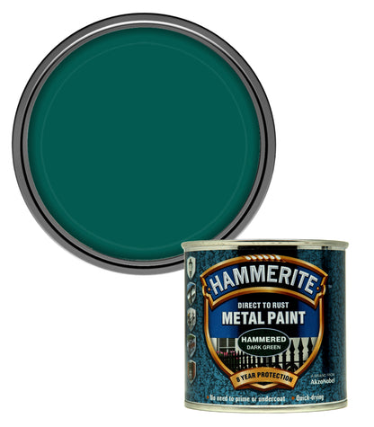 Hammerite - Hammered Direct To Rust Metal Paint- 250ML - Dark Green