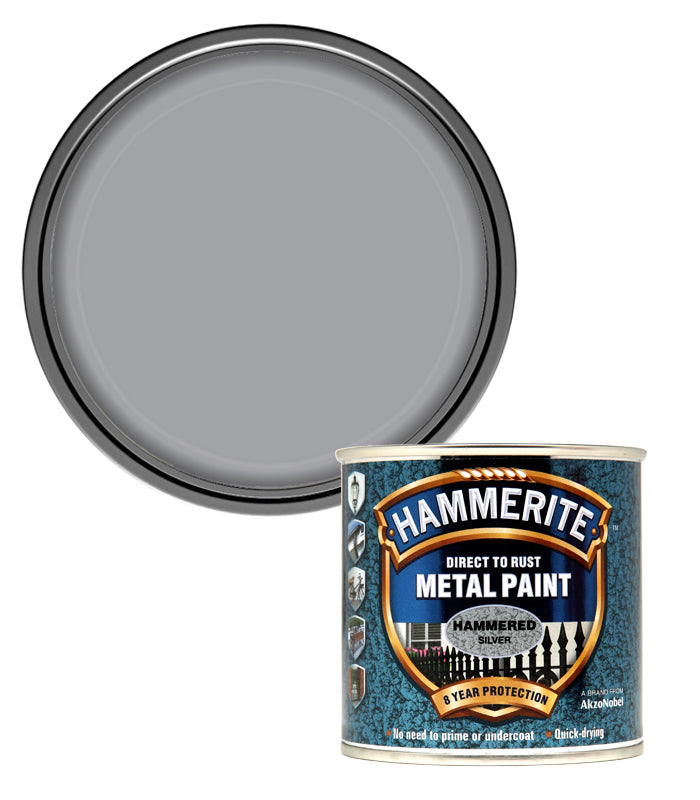 Hammerite - Hammered Direct To Rust Metal Paint- 250ML - Silver