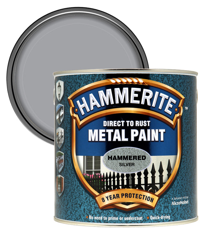 Hammerite - Hammered Direct To Rust Metal Paint- 2.5L - Silver