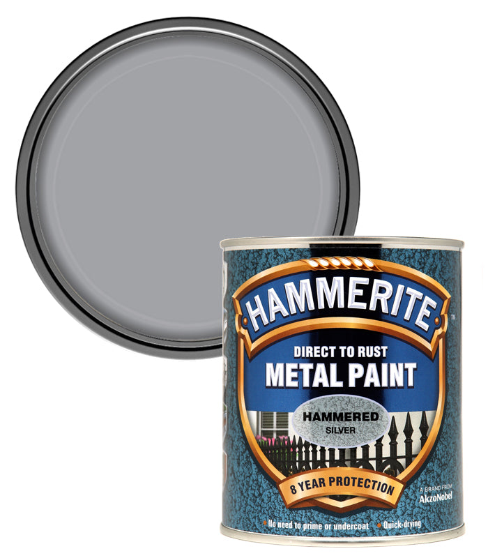 Hammerite - Hammered Direct To Rust Metal Paint- 750ML - Silver