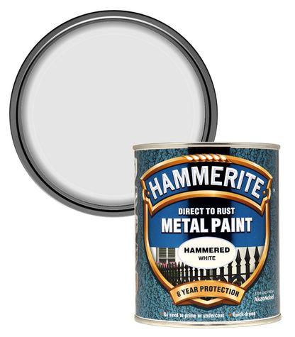 Hammerite - Hammered Direct To Rust Metal Paint- 750ML - White