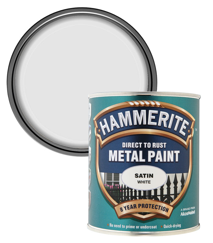 Hammerite - Satin Direct To Rust Metal Paint- 750ML - White