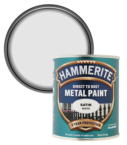 Hammerite - Satin Direct To Rust Metal Paint- 750ML - White
