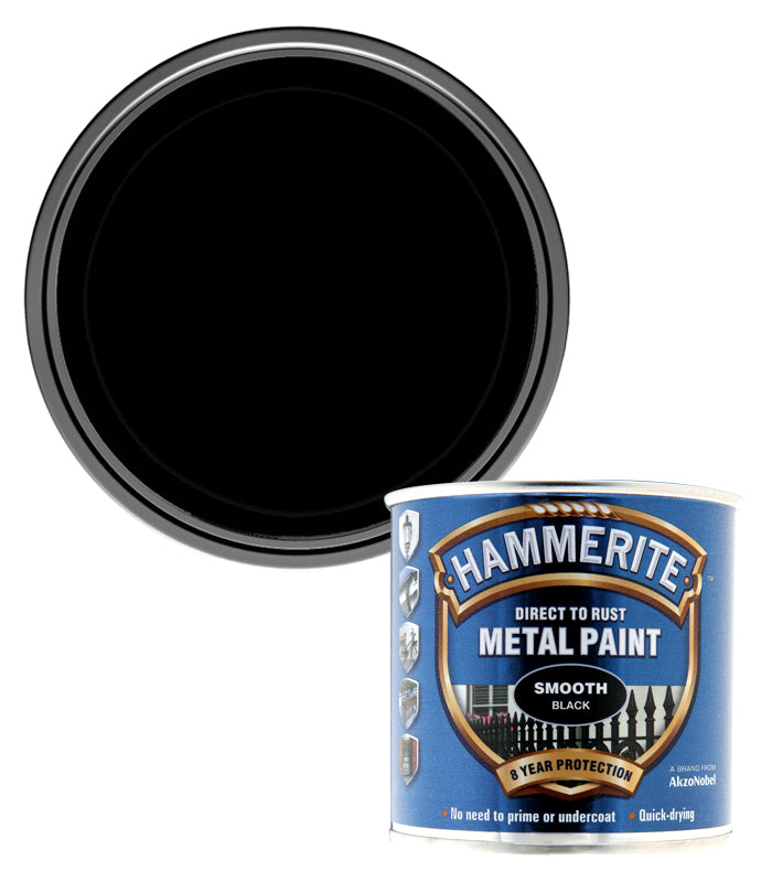 Hammerite - Smooth Direct To Rust Metal Paint - 250ML - Black