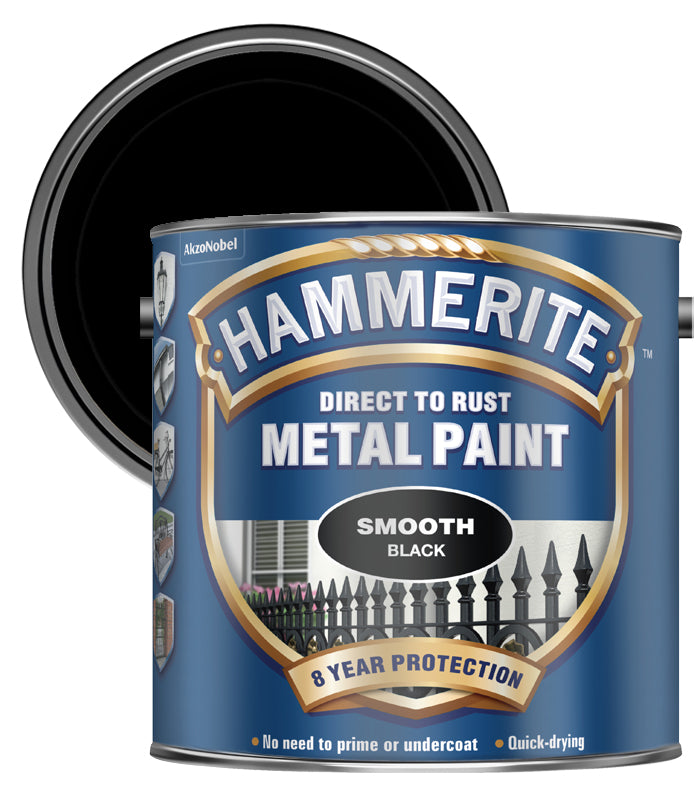Hammerite - Smooth Direct To Rust Metal Paint - 2.5 Litres - Black