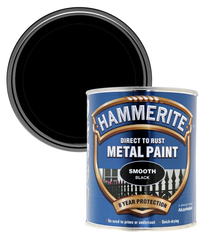Hammerite - Smooth Direct To Rust Metal Paint - 750ML - Black
