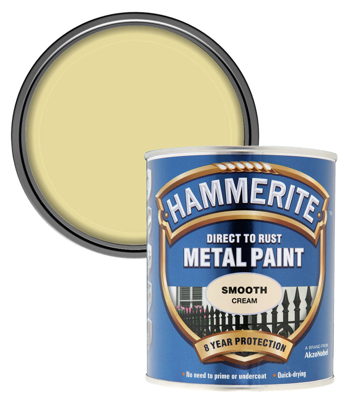 Hammerite - Smooth Direct To Rust Metal Paint - 750ML - Cream