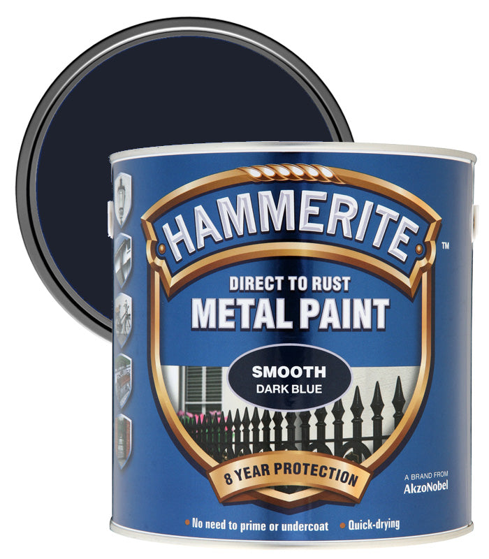 Hammerite - Smooth Direct To Rust Metal Paint - 2.5 Litres - Dark Blue