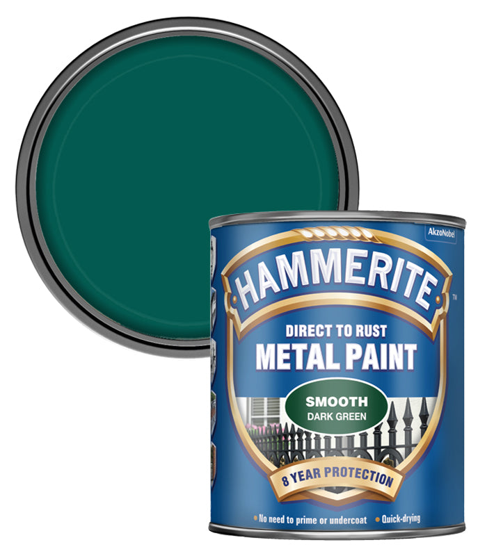 Hammerite - Smooth Direct To Rust Metal Paint - 750ML - Dark Green