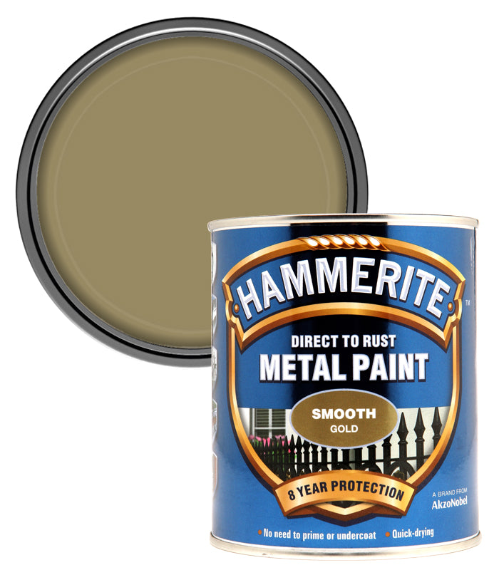Hammerite - Smooth Direct To Rust Metal Paint - 750ML - Gold