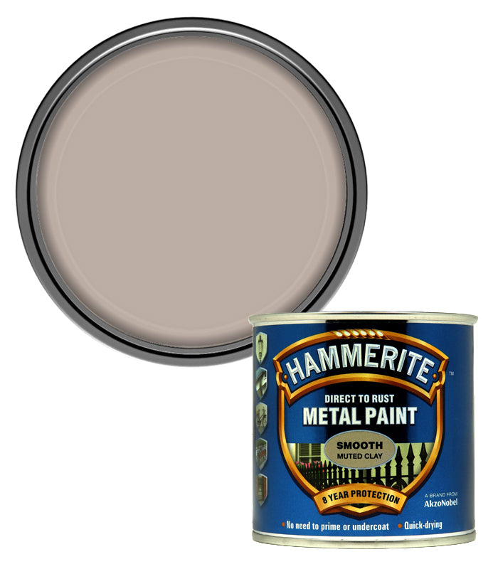 Hammerite - Smooth Direct To Rust Metal Paint - 250ML - Muted Clay