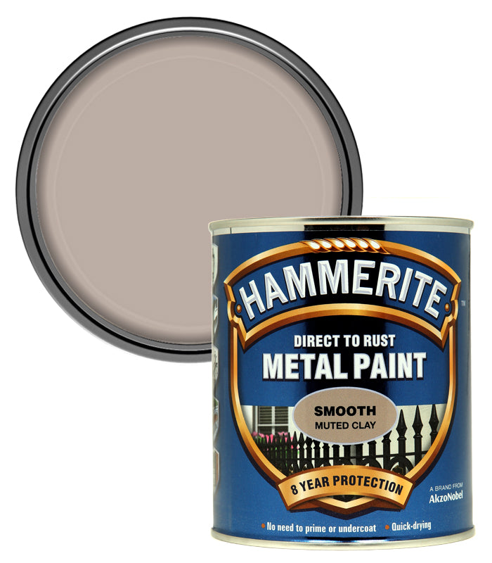 Hammerite - Smooth Direct To Rust Metal Paint - 750ML -Muted Clay