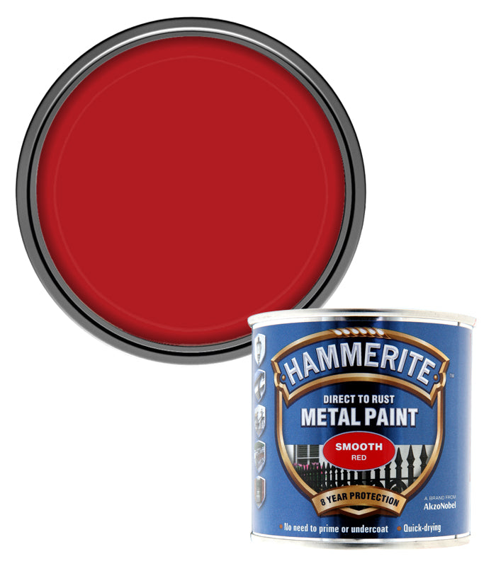 Hammerite - Smooth Direct To Rust Metal Paint - 250ML - Red