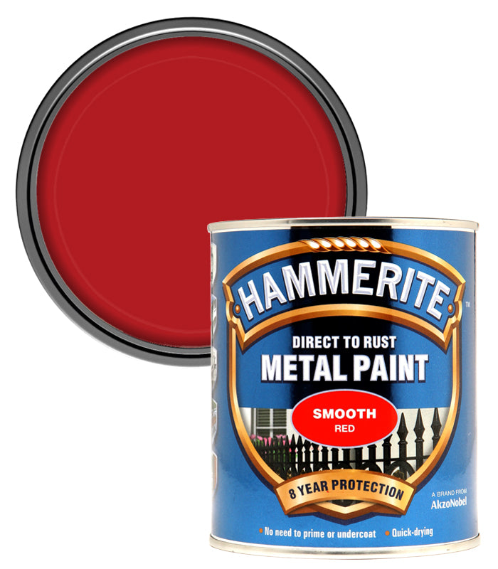 Hammerite - Smooth Direct To Rust Metal Paint - 750ML - Red