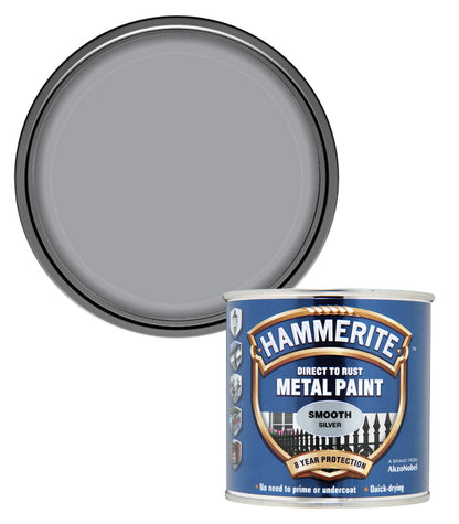 Hammerite - Smooth Direct To Rust Metal Paint - 250ML - Silver