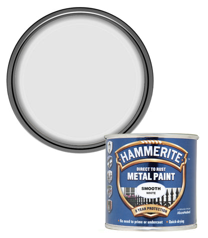 Hammerite - Smooth Direct To Rust Metal Paint - 250ML - White
