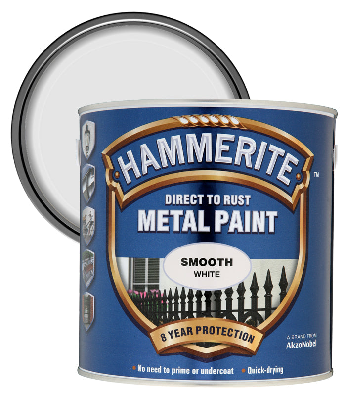 Hammerite - Smooth Direct To Rust Metal Paint - 2.5 Litres - White