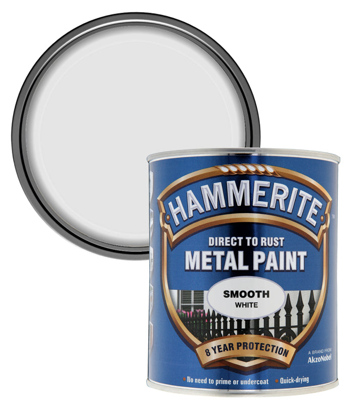 Hammerite - Smooth Direct To Rust Metal Paint - 750ML - White