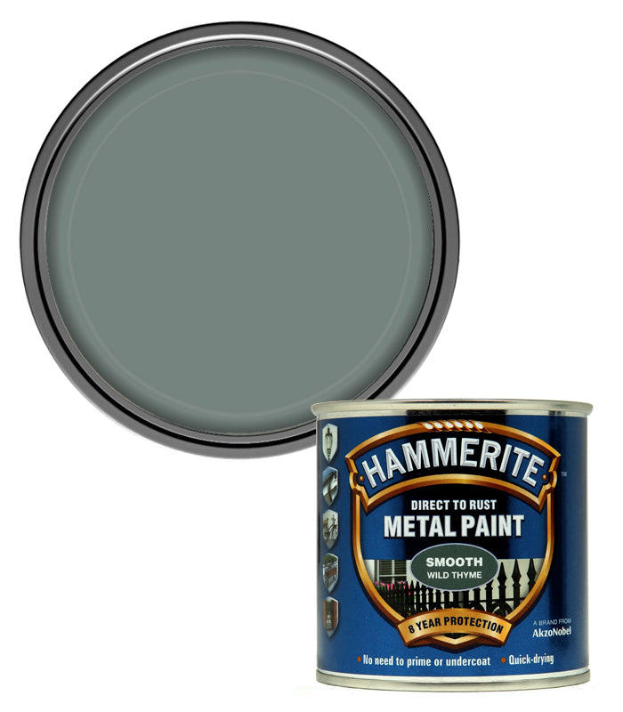Hammerite - Smooth Direct To Rust Metal Paint - 250ML - Wild Thyme