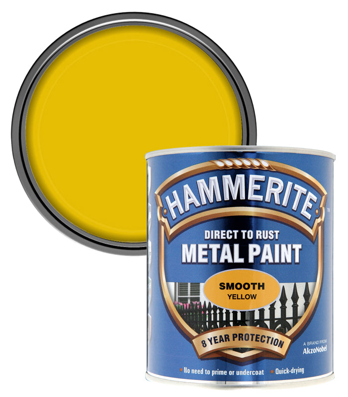 Hammerite - Smooth Direct To Rust Metal Paint - 750ML - Yellow