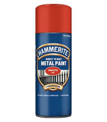 Hammerite - Direct To Rust Smooth Aerosol Spray Paint- 400ML - Red