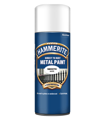 Hammerite - Direct To Rust Smooth Aerosol Spray Paint- 400ML - White
