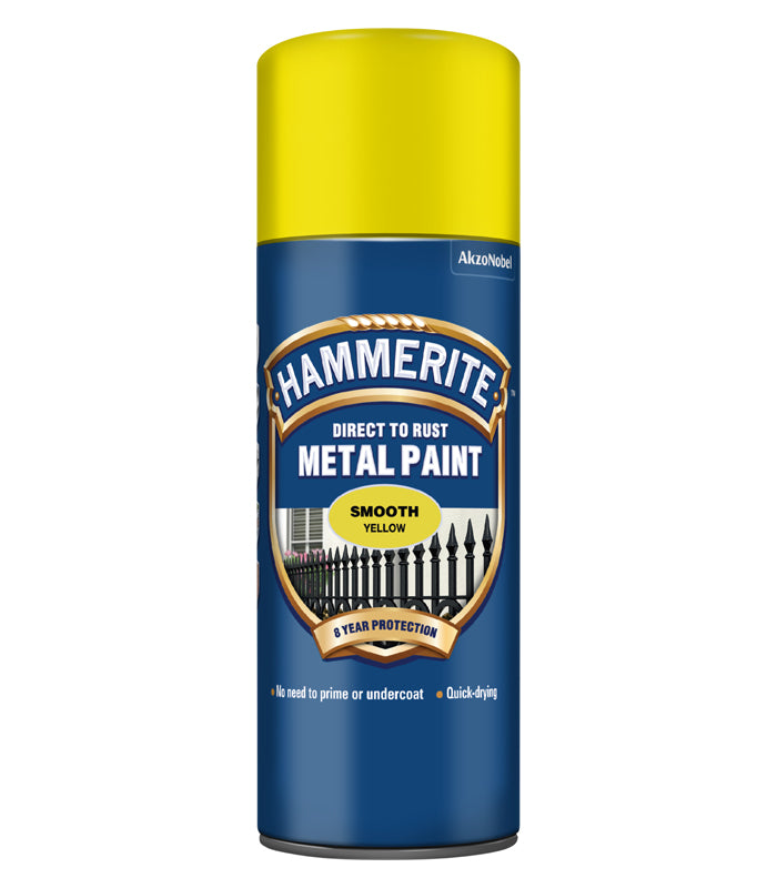 Hammerite - Direct To Rust Smooth Aerosol Spray Paint- 400ML - Yellow
