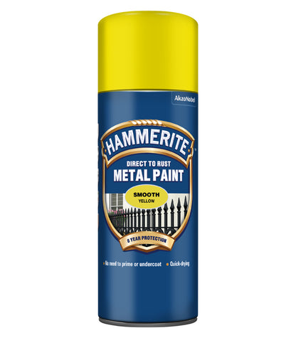 Hammerite - Direct To Rust Smooth Aerosol Spray Paint- 400ML - Yellow