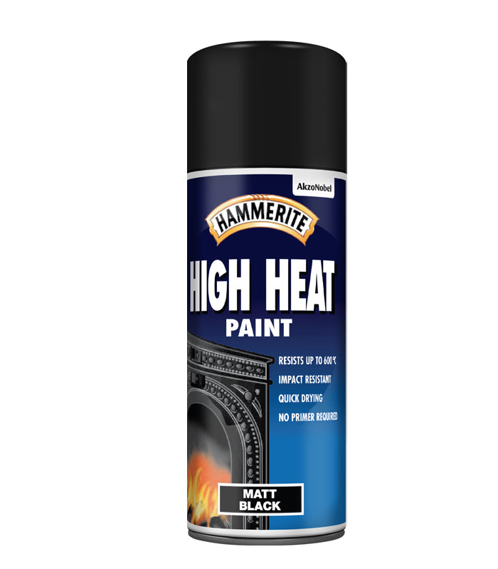 Hammerite High Heat Paint - Aerosol Spray Paint - 400ml - Matt Black