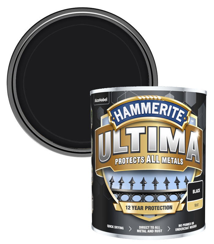 Hammerite Ultima Matt Metal Paint - 750ml - Black