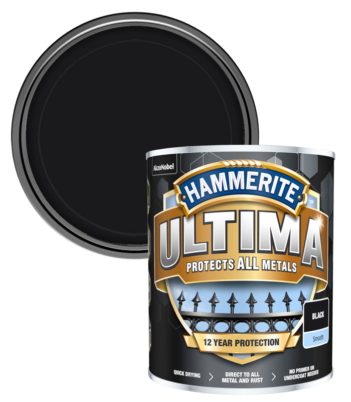 Hammerite Ultima Smooth Metal Paint - 750ml - Black