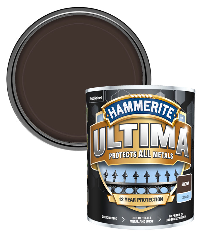 Hammerite Ultima Smooth Metal Paint - 750ml - Brown