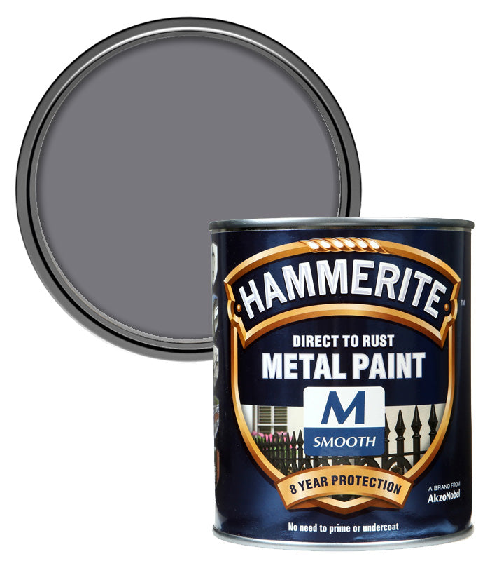 Hammerite - Smooth Direct to Rust - 750ML - Mercury Grey