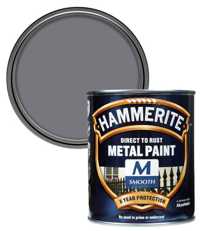 Hammerite - Smooth Direct to Rust - 750ML - Mercury Grey