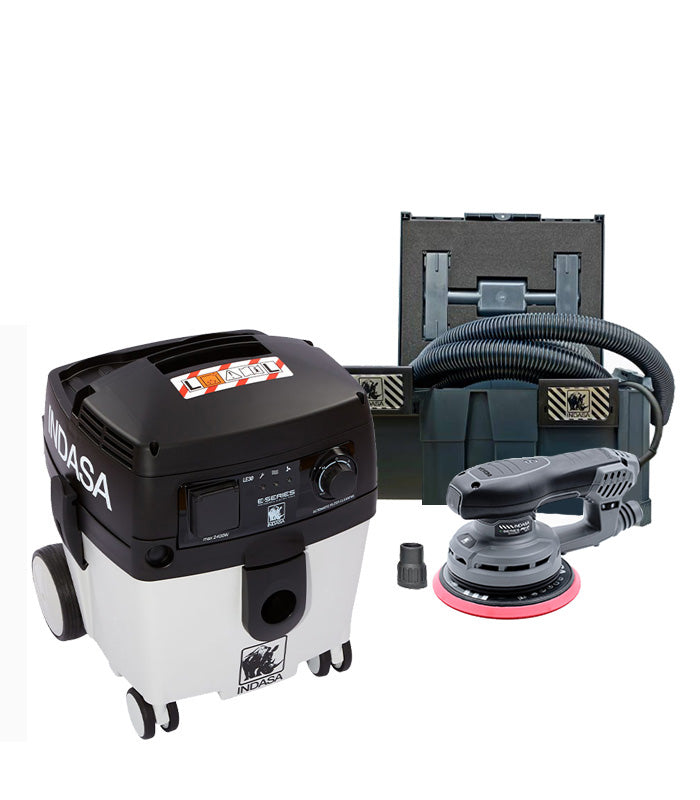 Indasa PRO X Electric Sander, Dust Extractor, Adapter and Free Storage Box