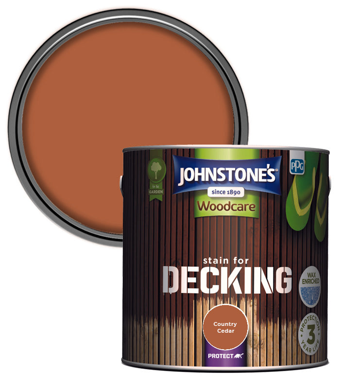 Johnstones Woodcare Decking Stain Paint - Country Cedar - 2.5 Litres
