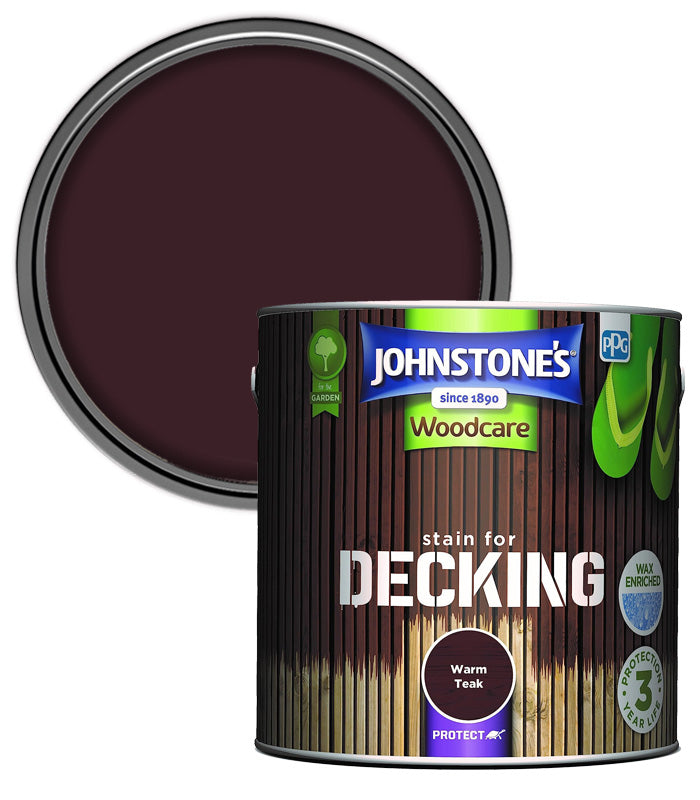 Johnstones Woodcare Decking Stain Paint - Warm Teak - 2.5 Litres
