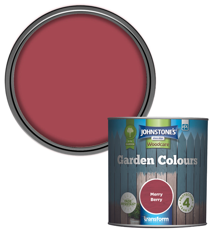 Johnstones Woodcare Garden Colours Paint - 1L - Merry Berry
