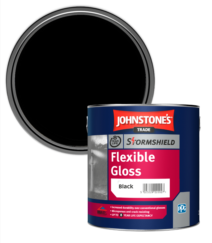 Johnstones Trade Stormshield Flexible Gloss - Black - 2.5 Litre