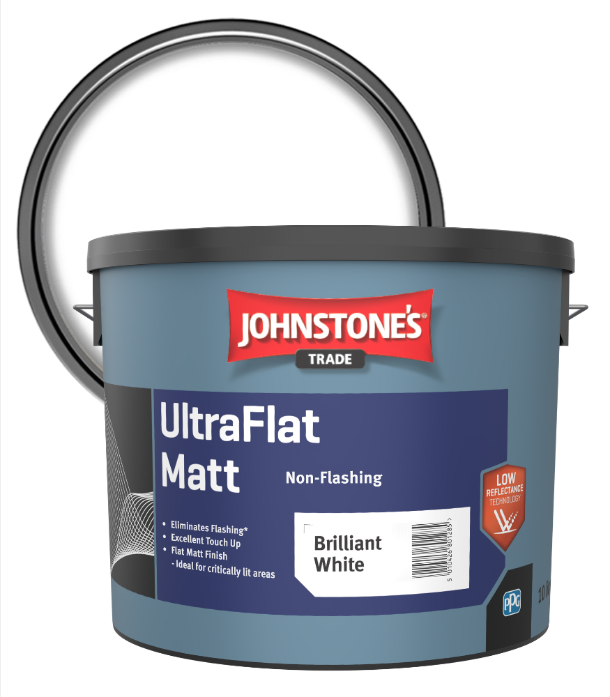 Johnstones Trade Ultraflat Matt - Brilliant White - 10 Litre