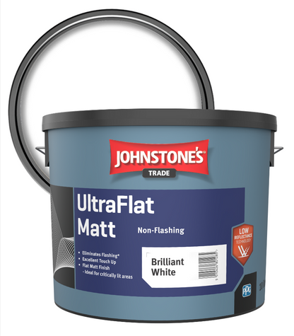 Johnstones Trade Ultraflat Matt - Brilliant White - 10 Litre