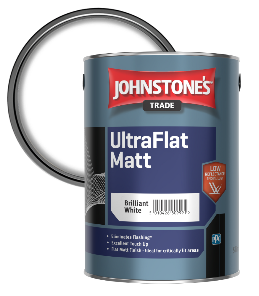 Johnstones Trade Ultraflat Matt - Brilliant White - 5 Litre
