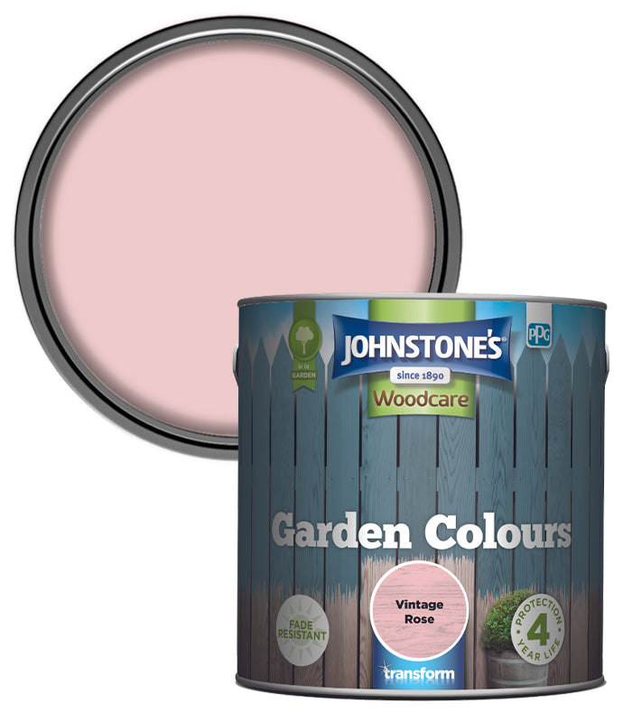 Johnstones Woodcare Garden Colours Paint - 2.5L - Vintage Rose