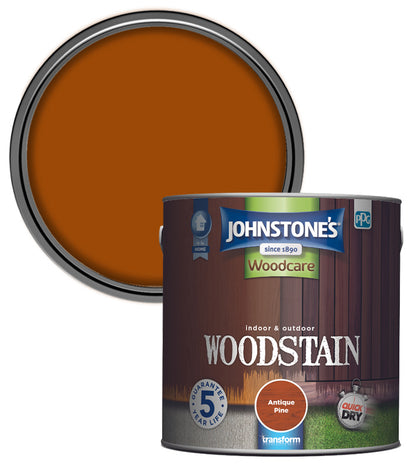 Johnstones Woodcare Indoor and Outdoor Woodstain Paint - 2.5L - Antique Pine
