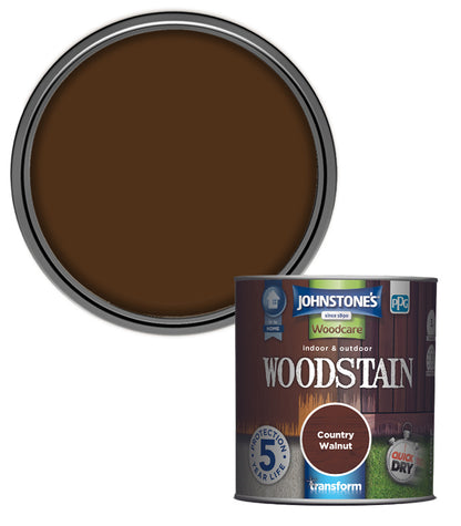 Johnstones Woodcare Indoor and Outdoor Woodstain Paint - 250ml - Country Walnut
