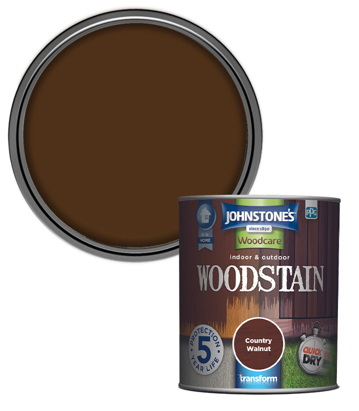 Johnstones Woodcare Indoor and Outdoor Woodstain Paint - 750ml - Country Walnut