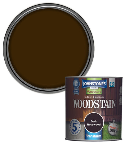 Johnstones Woodcare Indoor and Outdoor Woodstain Paint - 250ml - Dark Rosewood