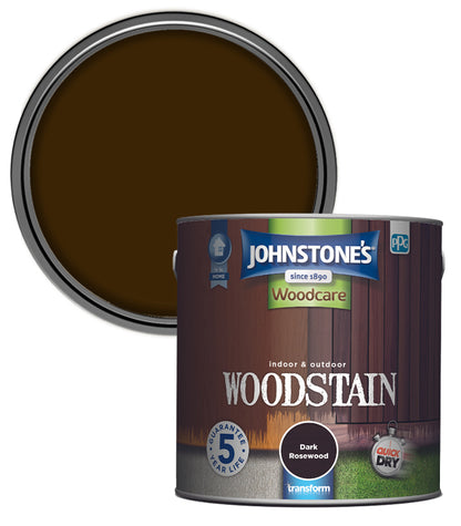 Johnstones Woodcare Indoor and Outdoor Woodstain Paint - 2.5L - Dark Rosewood