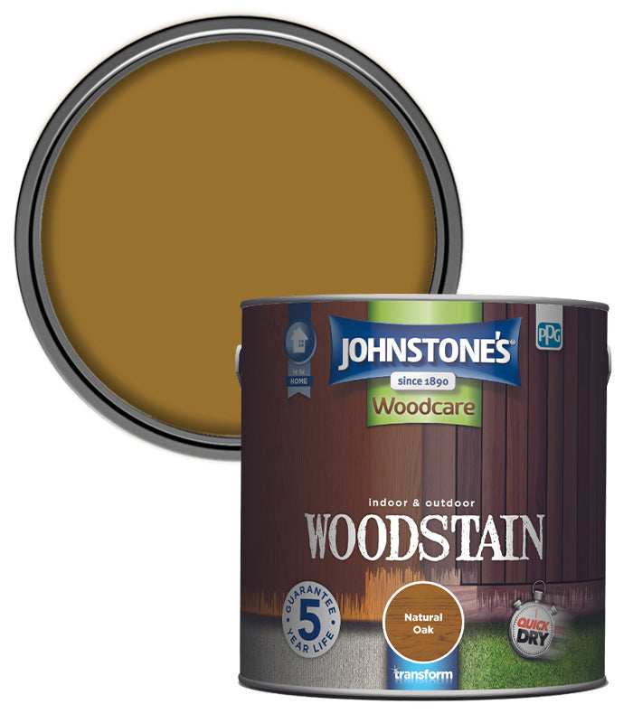 Johnstones Woodcare Indoor and Outdoor Woodstain Paint - 2.5L - Natural Oak
